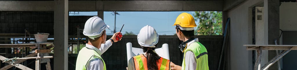 Onsite construction project being assessed by a high performance construction team